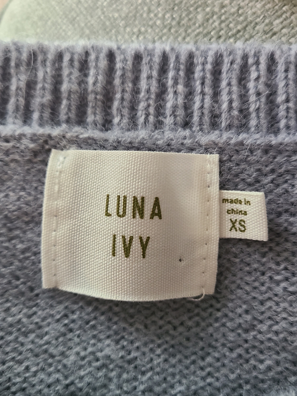 (NWOT) Luna Ivy Dusty Blue Bow-Accent Cardigan Sweater w/ Pearl Buttons - Picture 3 of 3